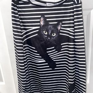 Cat striped long sleeve top by Misslook size large 🎃